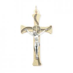  2.75\" GOLD WITH BLACK ST. BENEDICT CRUCIFIX 
